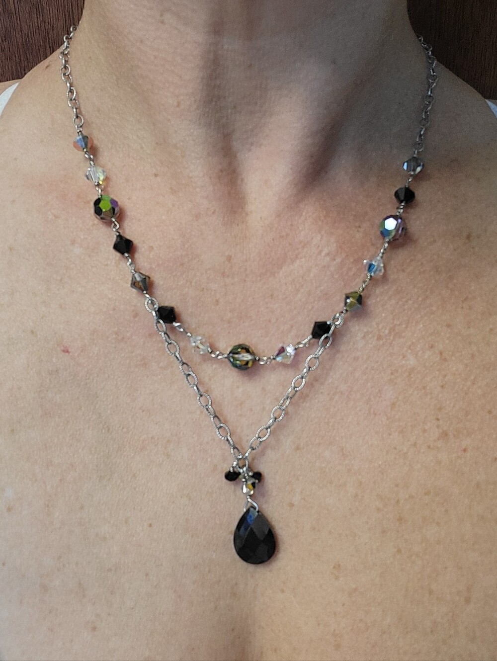 925 Sterling Silver Layered Aurora Borealis Necklace